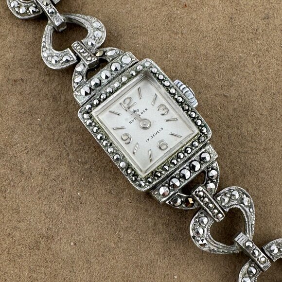 Vintage Stunning 1950s Bucherer 17 Jewel Mechanical Ladies Marcasite Swiss Watch - Picture 2 of 9
